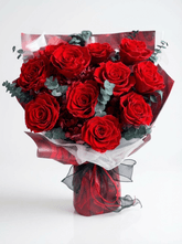 Hana (Rose) - Red Rose with Eucalyptus - Flowers - Grand - Preserved Flowers & Fresh Flower Florist Gift Store