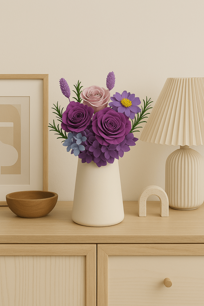 Yuki - Mixed 3 Roses Bouquet - Flowers - Mauve - Preserved Flowers & Fresh Flower Florist Gift Store