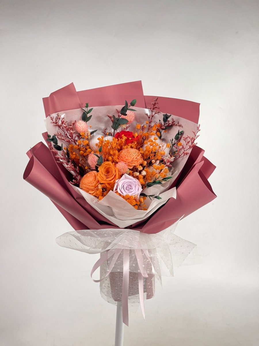 Akari - Mixed Roses & Hydrangea Preserved Flower Bouquet - Flowers - Preserved Flowers & Fresh Flower Florist Gift Store