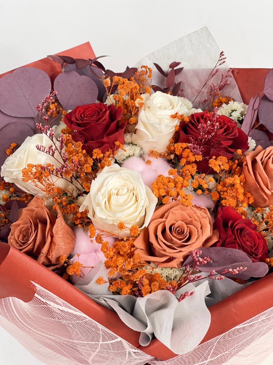 Aki - Amber Preserved Flower Bouquet - Flowers - Deluxe - Preserved Flowers & Fresh Flower Florist Gift Store