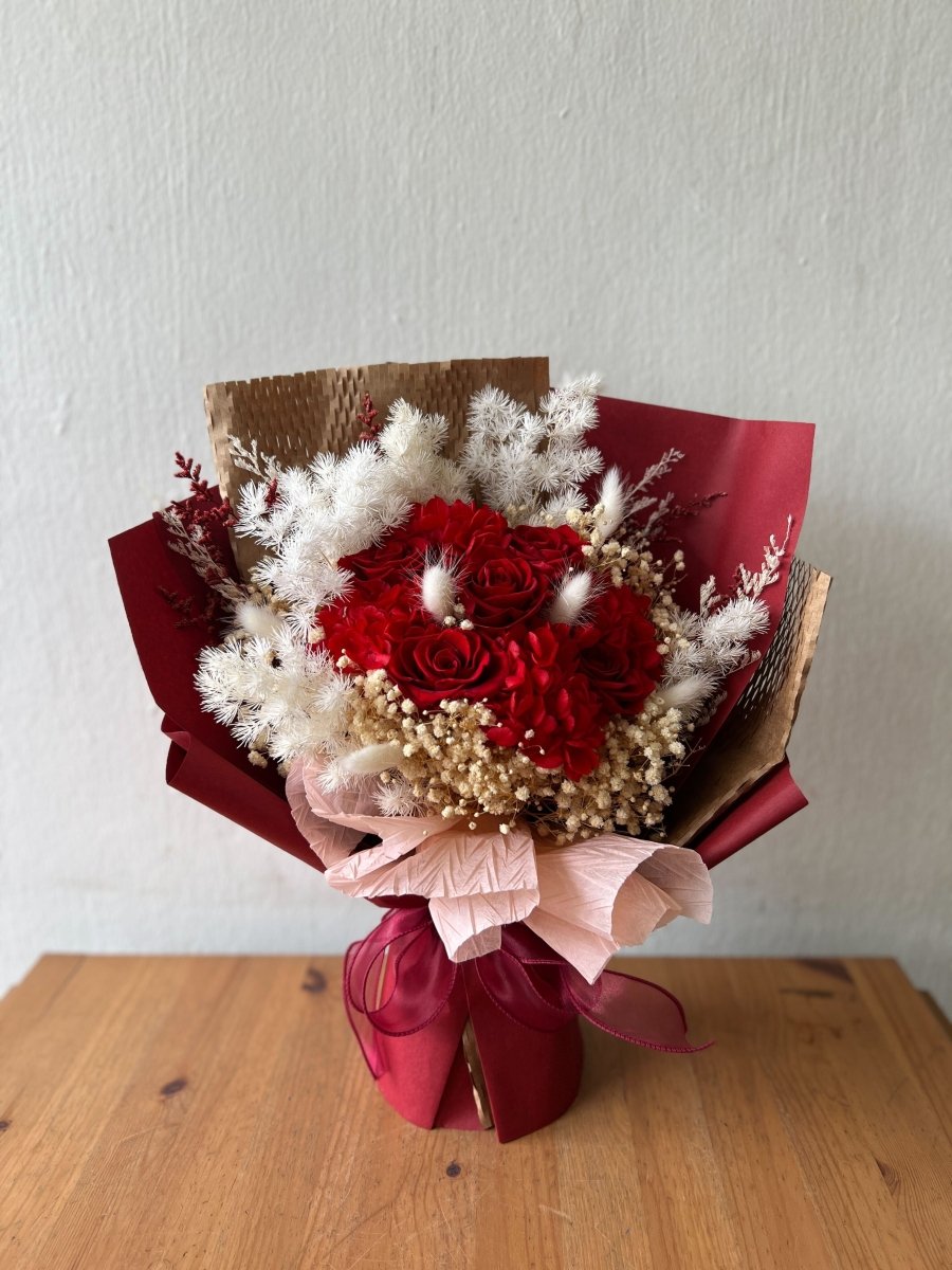 Kora - Valentine's Day Mixed Roses Preserved Bouquet - Flowers - red - Preserved Flowers & Fresh Flower Florist Gift Store