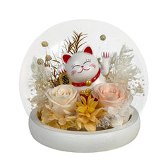 Maneki-Neko 招き猫 Fortune Cat (Champagne - Wealth) - Flowers - Preserved Flowers & Fresh Flower Florist Gift Store