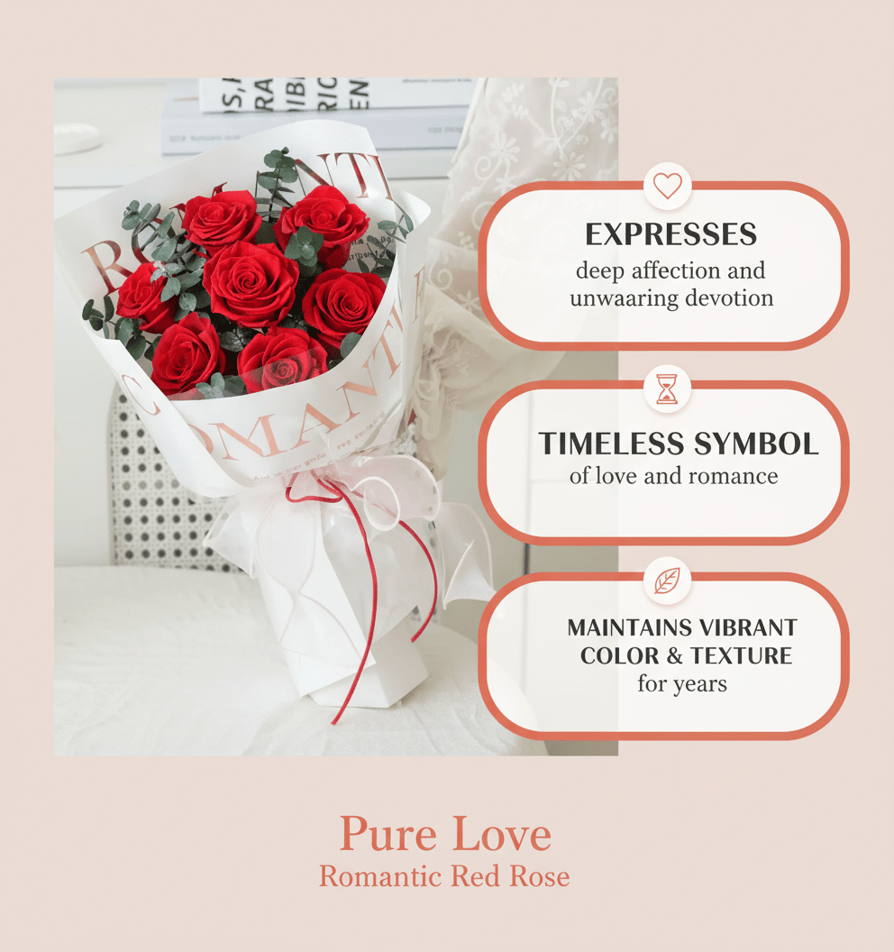 Pure Love - Red Rose - Flowers - Koi - Galaxy Rose - Preserved Flowers & Fresh Flower Florist Gift Store