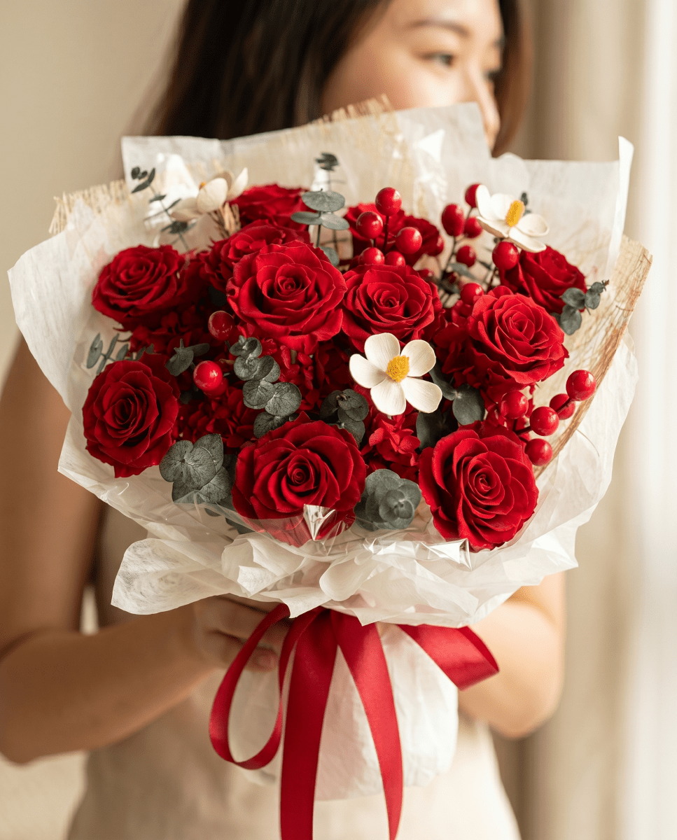Pure Love - Red Rose - Flowers - Koi - Galaxy Rose - Preserved Flowers & Fresh Flower Florist Gift Store