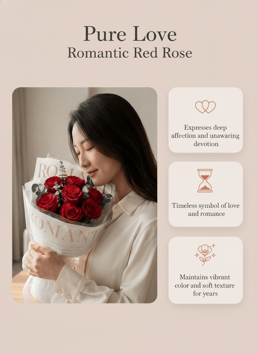 Pure Love - Red Rose - Flowers - Koi - Galaxy Rose - Preserved Flowers & Fresh Flower Florist Gift Store