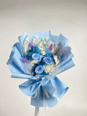 Ruri - Blue Roses & Hydrangea Preserved Flower Bouquet - Flowers - Preserved Flowers & Fresh Flower Florist Gift Store