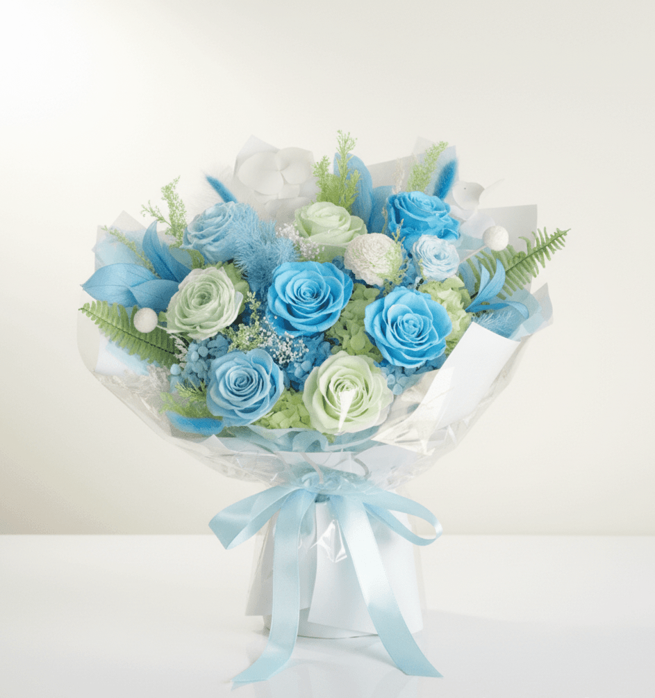 SUMMER. - Mothers Day Preserved Bouquet - Flowers - Blue - Preserved Flowers & Fresh Flower Florist Gift Store
