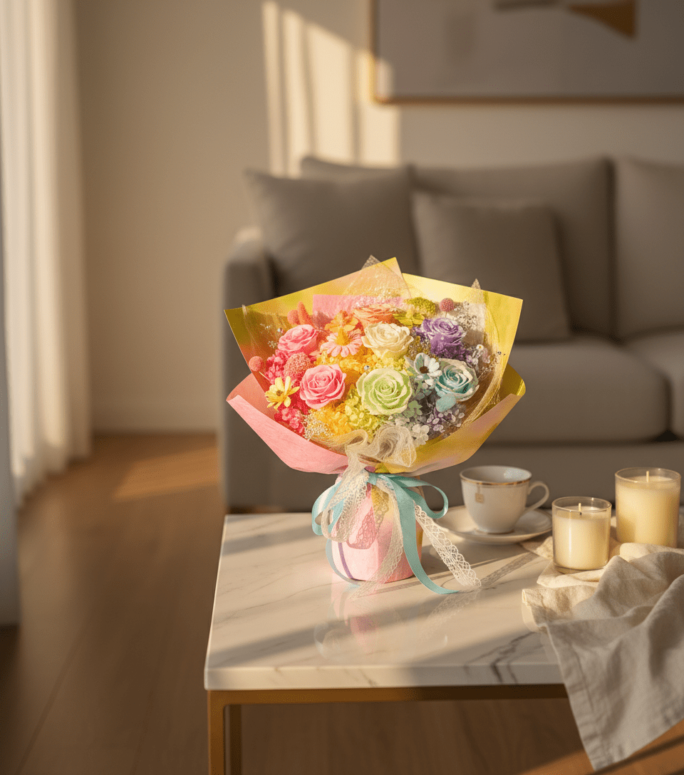 SUMMER. - Mothers Day Preserved Bouquet - Flowers - Rainbow - Preserved Flowers & Fresh Flower Florist Gift Store
