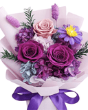 Valentine's Day Mixed 3 Roses Bouquet - Flowers - Lilac - Preserved Flowers & Fresh Flower Florist Gift Store