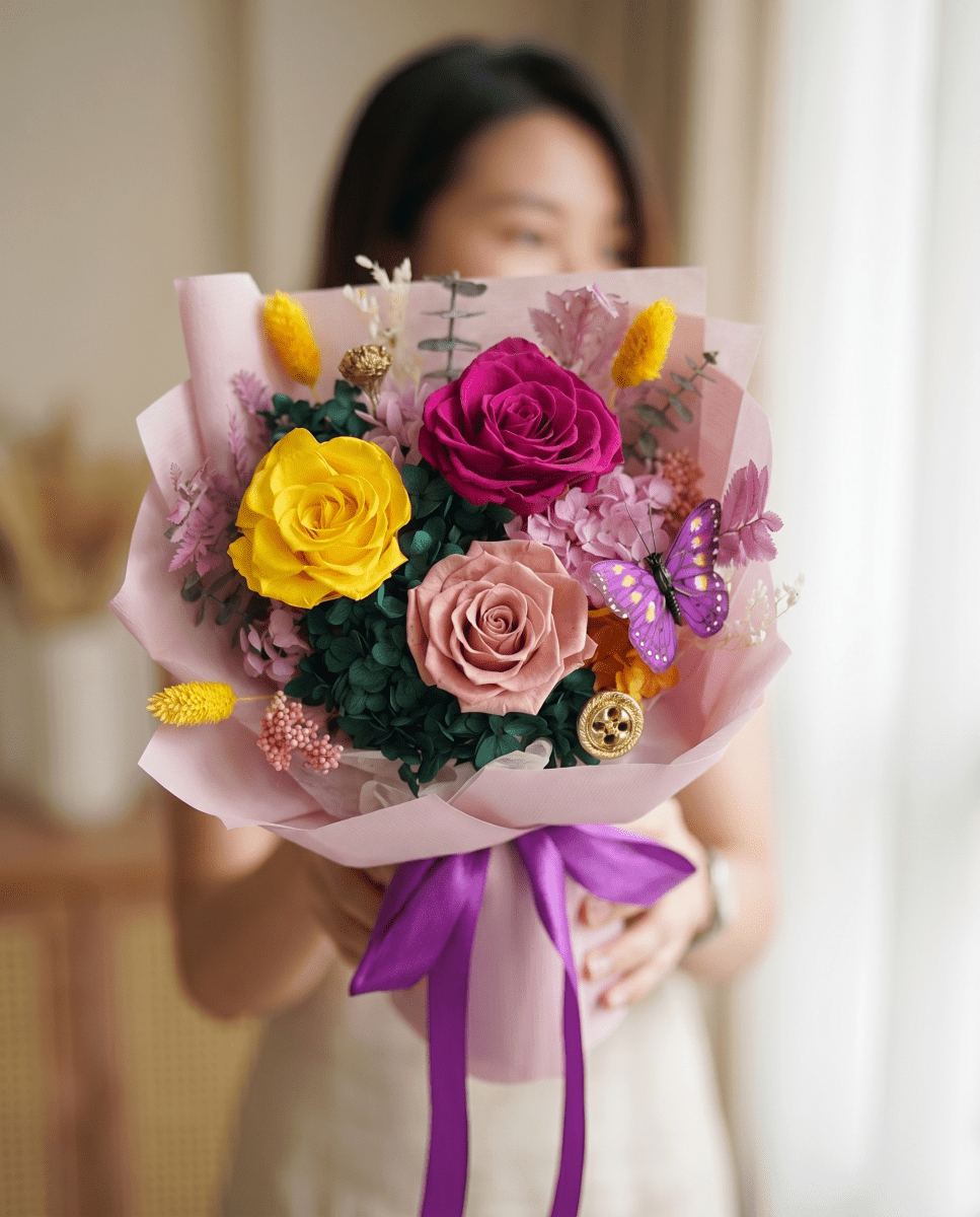 Yuna Preserved Flower Bouquet - Flowers - Blush - Preserved Flowers & Fresh Flower Florist Gift Store