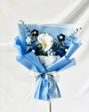 Haru - Handmade Crochet Flower Bouquet, Blue - Flower - Standard - Preserved Flowers & Fresh Flower Florist Gift Store