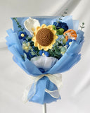 Haru - Handmade Crochet Flower Bouquet, Blue - Flower - Upsize - Preserved Flowers & Fresh Flower Florist Gift Store