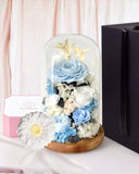 Hazel Roses (large dome with gift box) - Flower - Aqua Blue - Preserved Flowers & Fresh Flower Florist Gift Store