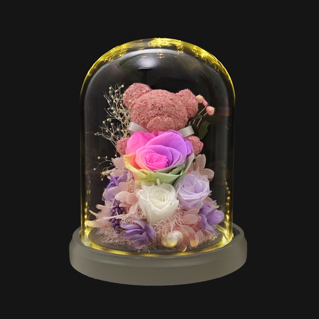 Katsumi Bear Gray - Rainbow - Flower - Preserved Flowers & Fresh Flower Florist Gift Store