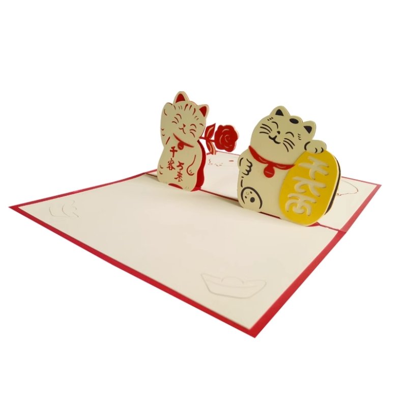 Lucky Cat Pop Up Card - Add Ons - Cat Business Prosper - Preserved Flowers & Fresh Flower Florist Gift Store