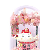 Maneki-Neko 招き猫 Fortune Cat (Large) - Pink, Fortune and Love Luck - Flower - Preserved Flowers & Fresh Flower Florist Gift Store