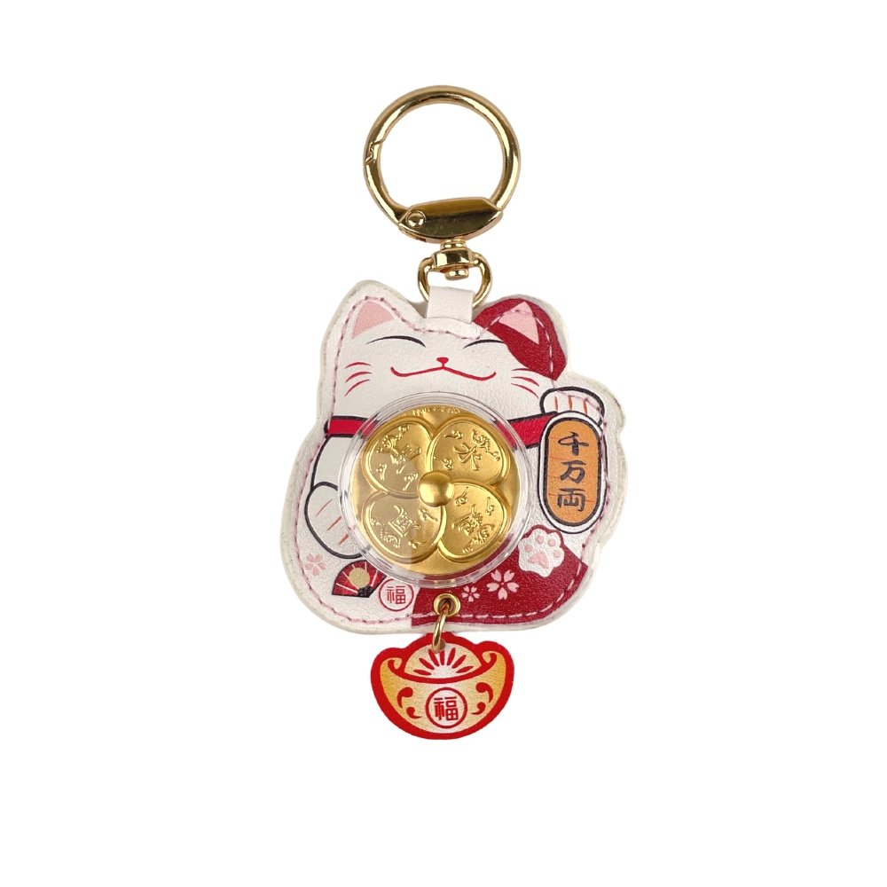 Maneki-Neko Keychain - Add Ons - Feng Sheng Shui Qi - Fortune wheel - Preserved Flowers & Fresh Flower Florist Gift Store