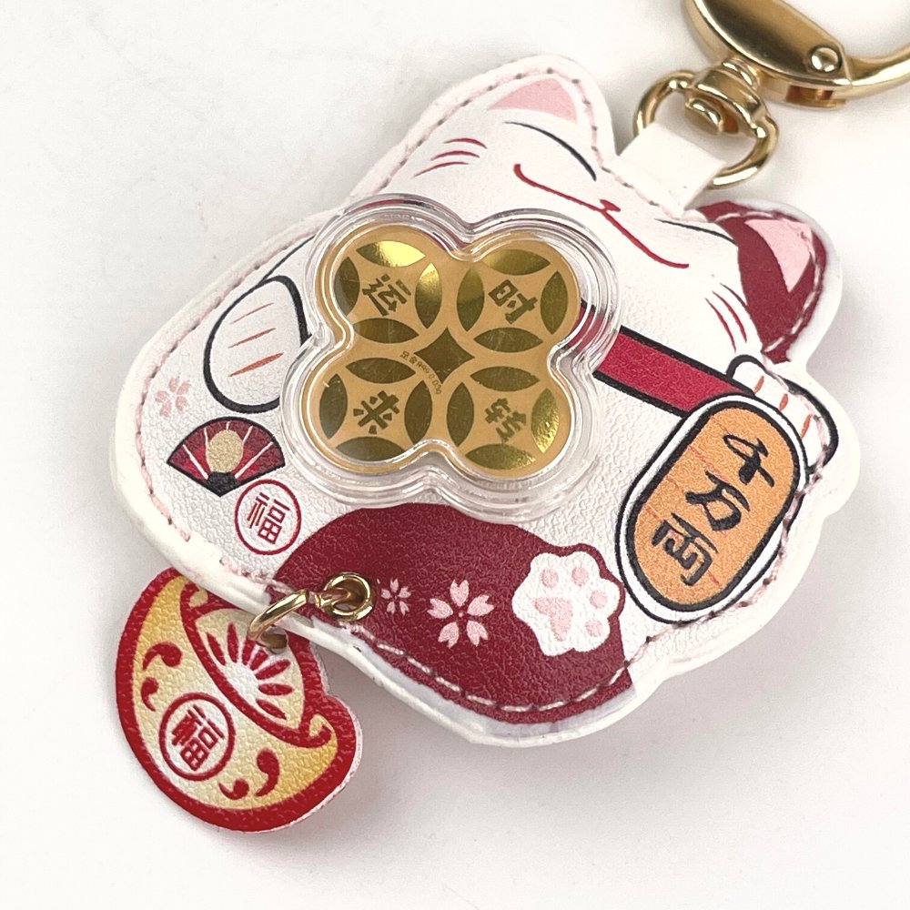 Maneki-Neko Keychain - Add Ons - Feng Sheng Shui Qi - Fortune wheel - Preserved Flowers & Fresh Flower Florist Gift Store